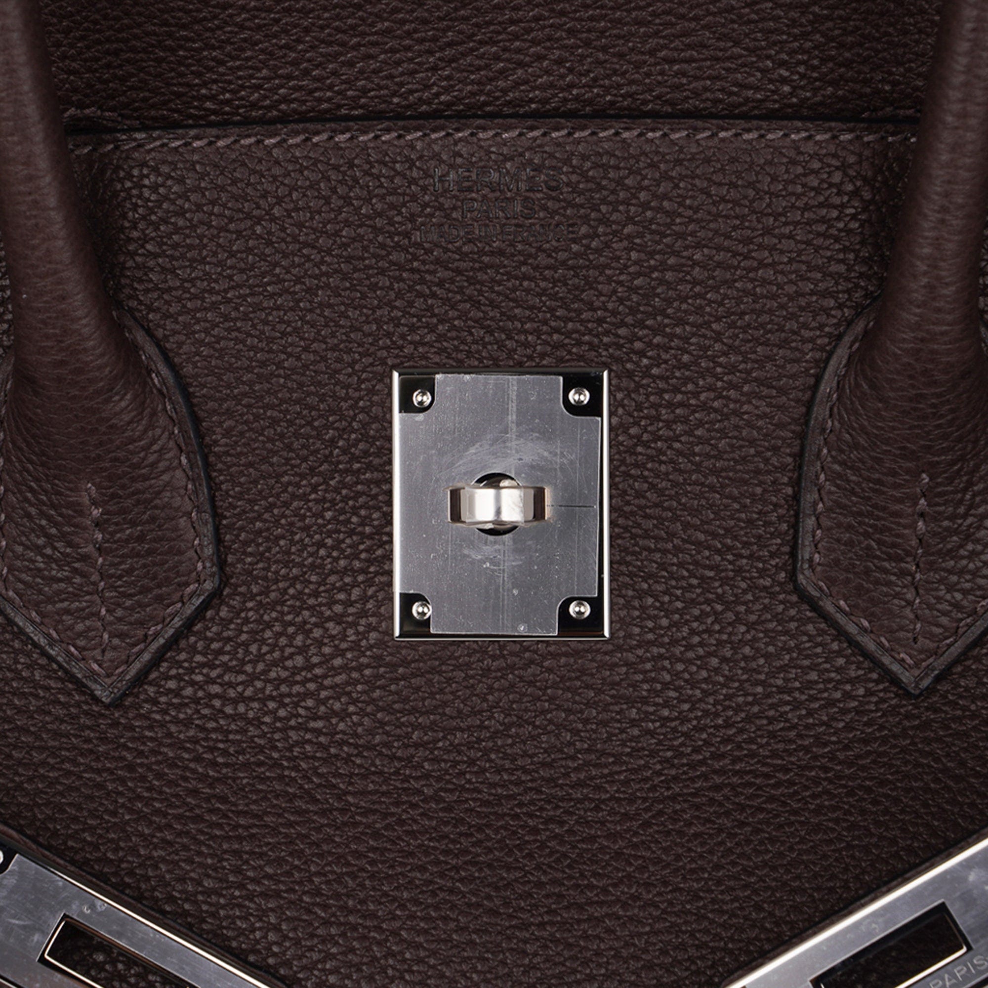 Birkin 35 Bag Ebene Barenia Faubourg Leather with Palladium Hardware