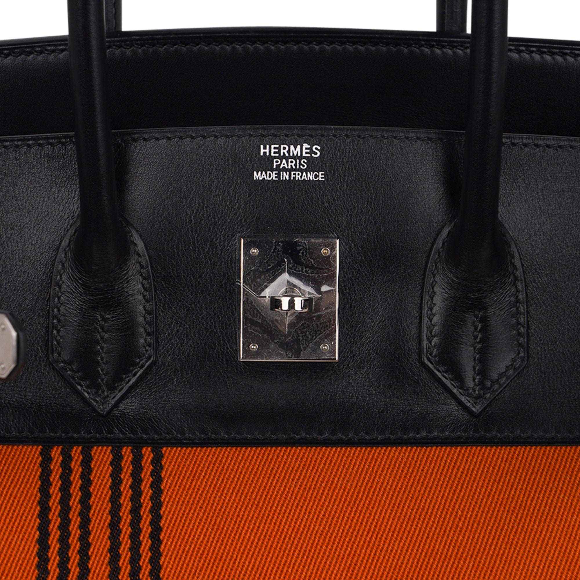 Birkin 35 Bag Potamus Toile / Box Limited Edition Palladium Hardware