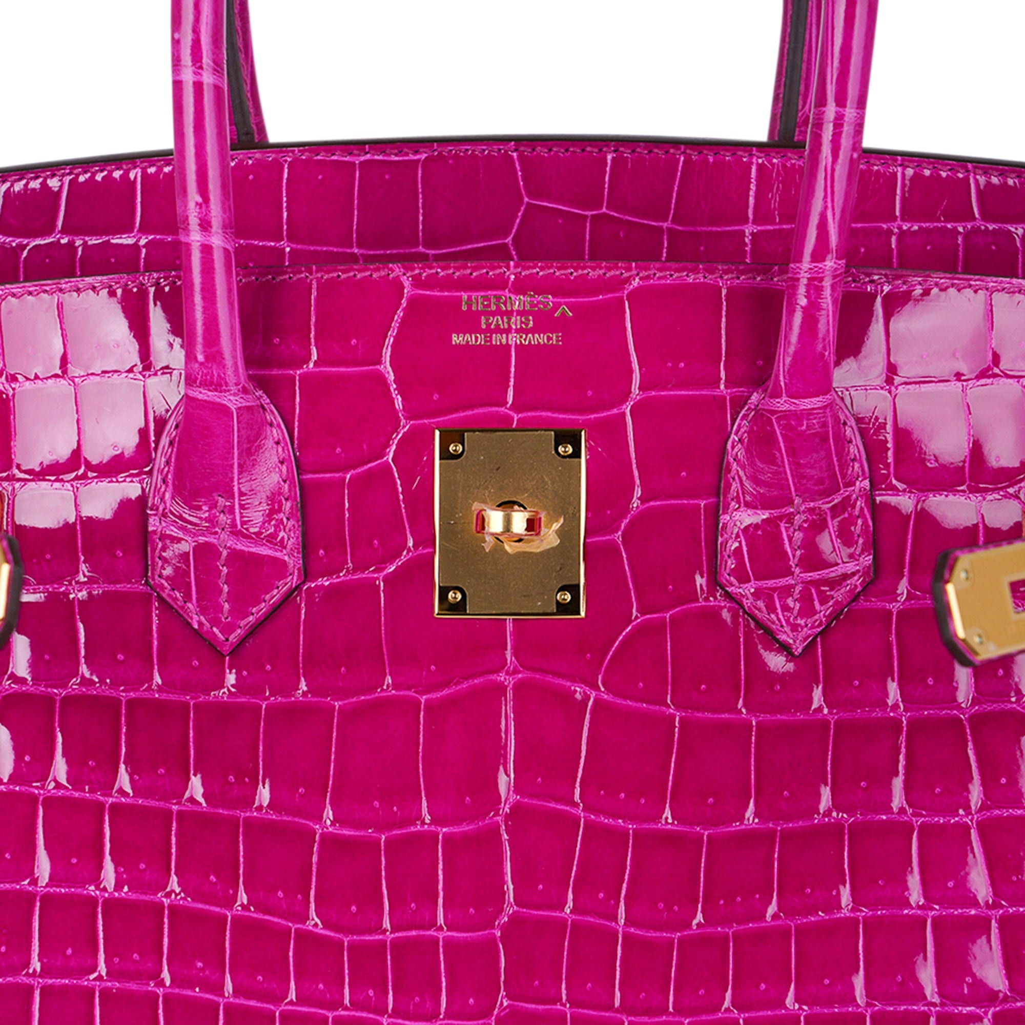 Birkin 35 Rose Scheherazade Porosus Crocodile Bag Gold Hardware