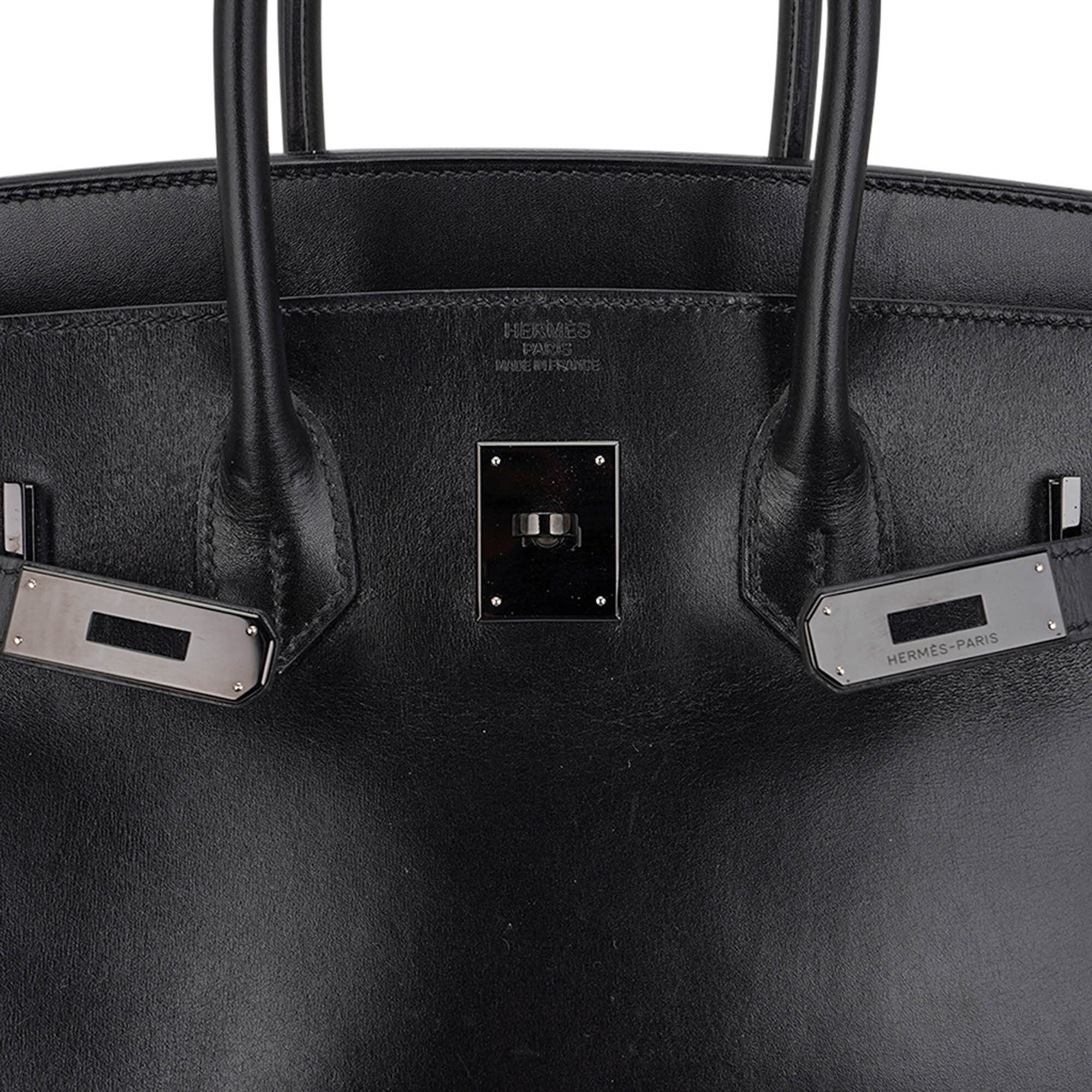 Birkin Limited Edition So Black 35 Bag Box Leather and Black Hardware