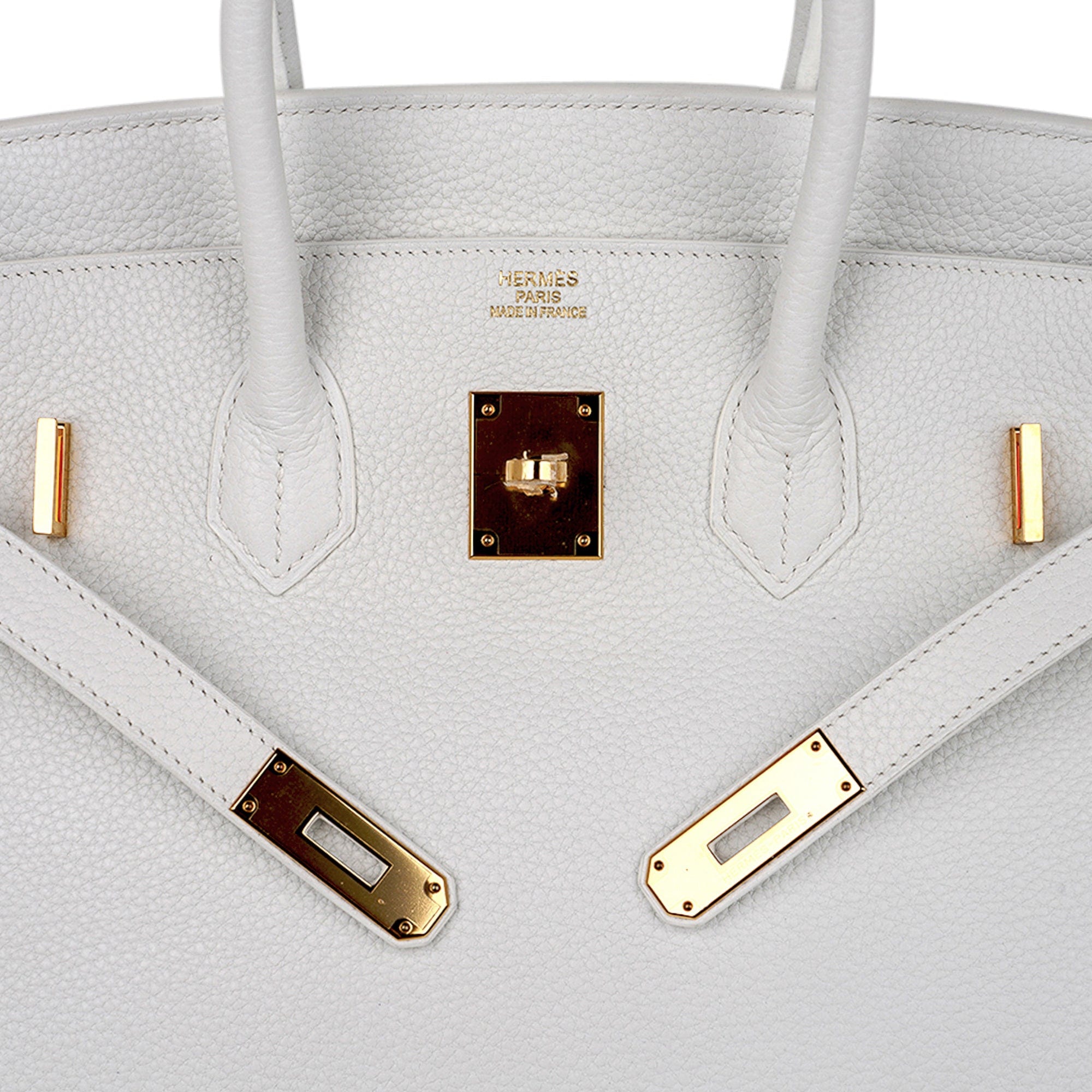 Birkin 35 Bag White Gold Hardware Clemence Leather New