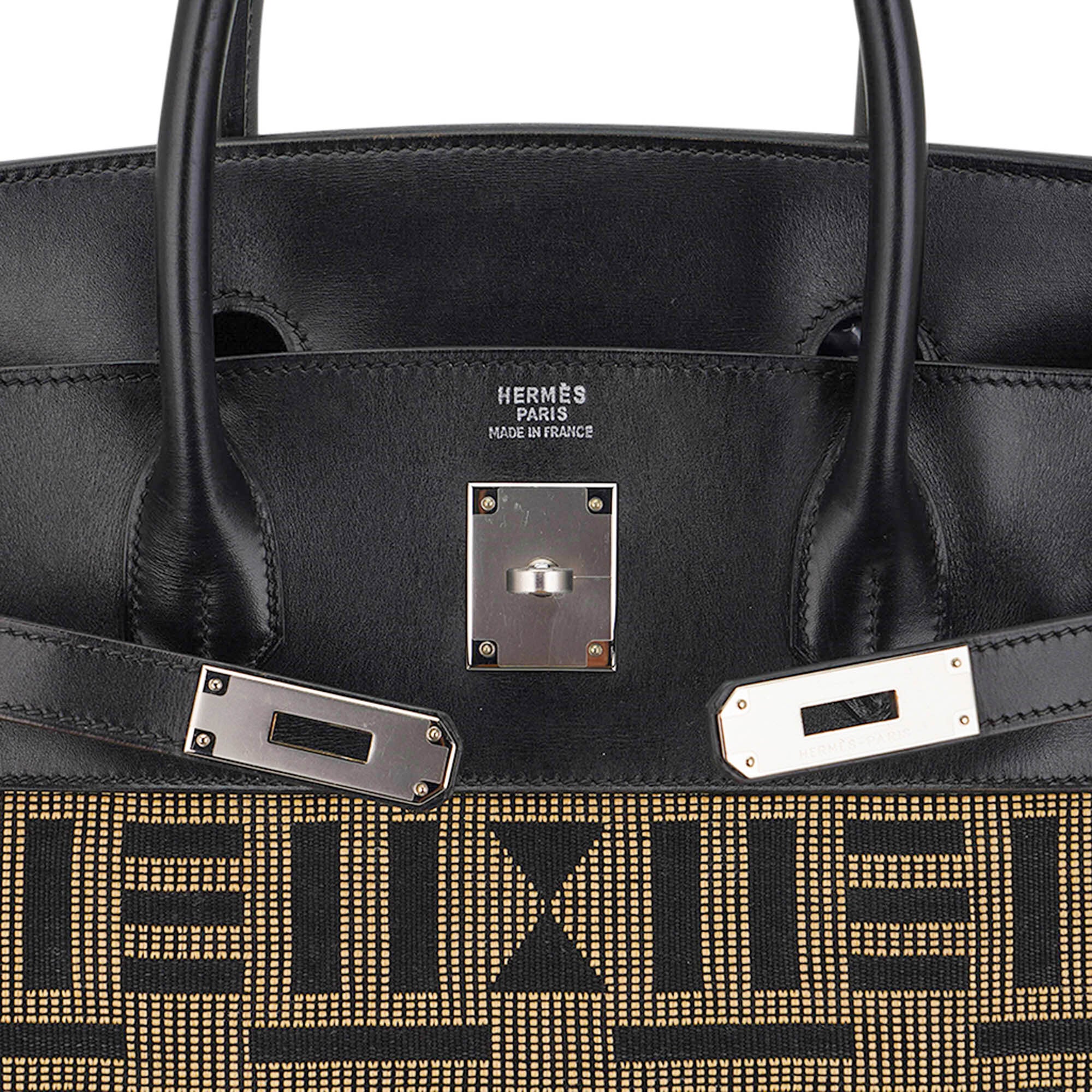 Limited Edition Vintage Horizons Birkin 40 Black Box Leather with Gold Embroidered Toile