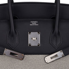 Birkin Fray Fray 35 Bag Black Swift Leather / Toile Limited Edition