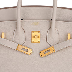 Birkin HSS 25 Bag Beton w/ Pink Rose Pourpre Brushed Gold Hardware Togo