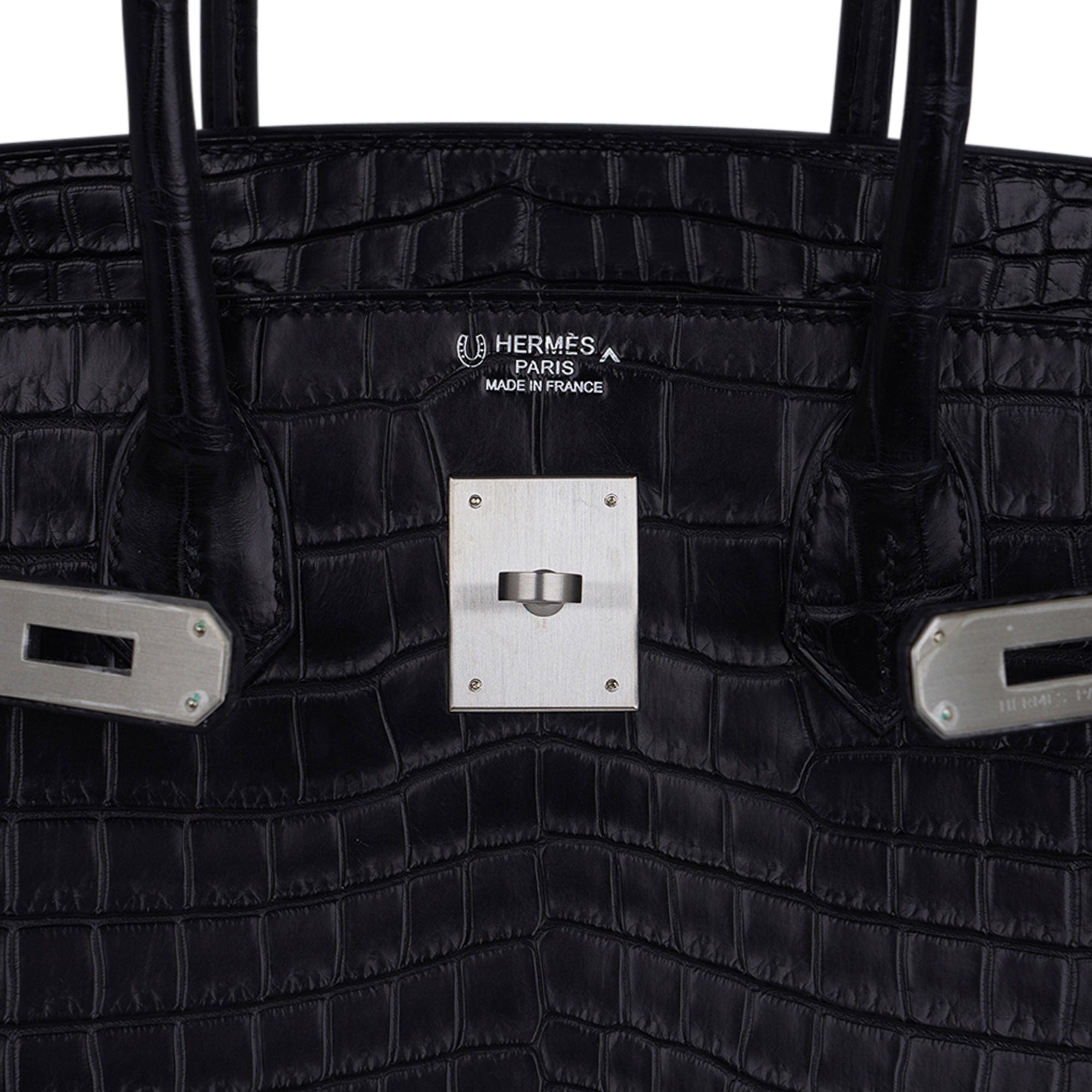 Birkin HSS 30 Matte Porosus Crocodile Black / Rose Pourpre Bag