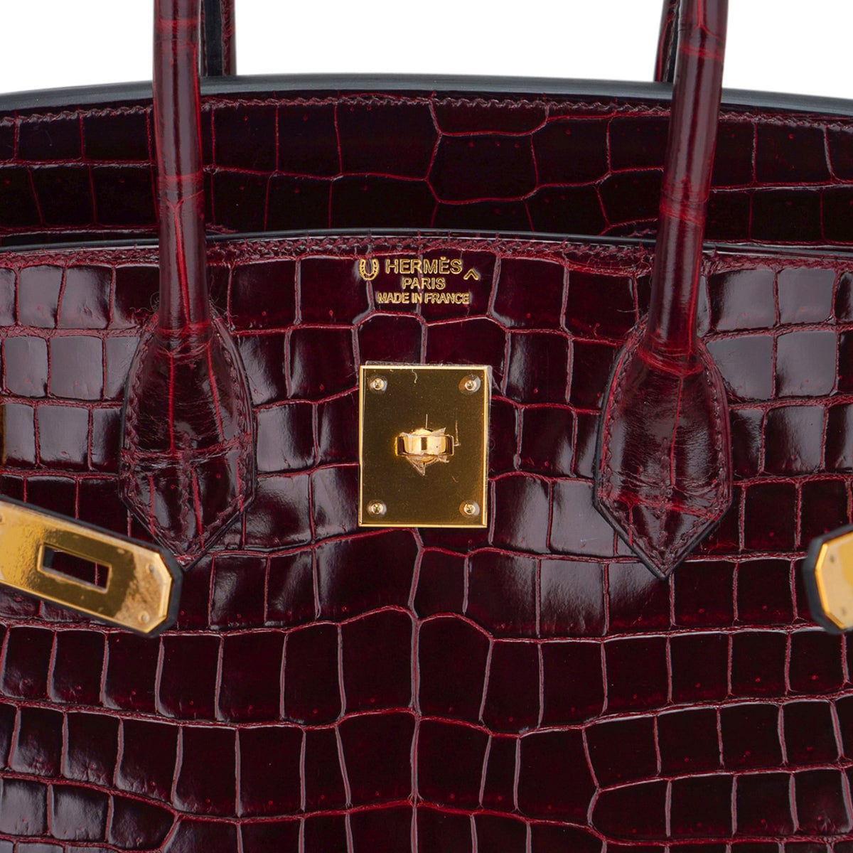 Special Order HSS Birkin 35 Bag Bordeaux Porosus Crocodile with Gold Hardware