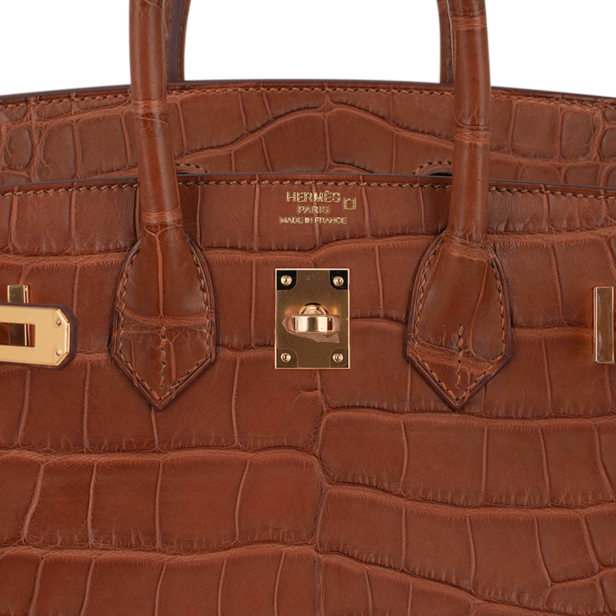 Birkin Sellier 25 Bag Gold Matte Alligator with Gold Hardware