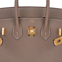 Birkin Sellier 25 Etoupe Gold Hardware Epsom Leather New w/Box