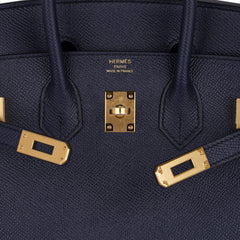 Birkin 25 Sellier Bag Bleu Indigo Gold Hardware Epsom Leather New w/Box
