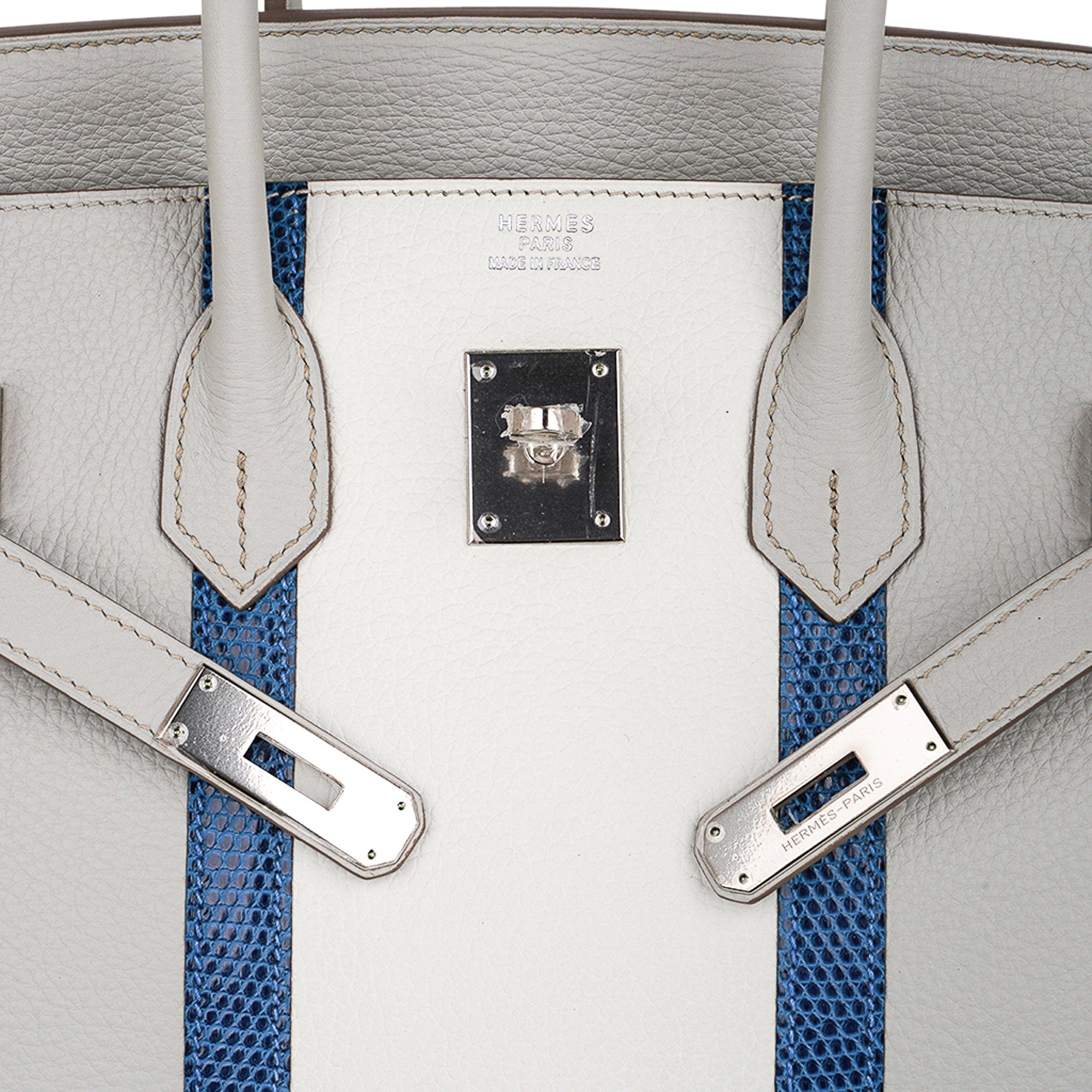 Limited Edition Club Birkin 35 Bag Gris Perle Blanc Clemence Leather with Palladium Hardware