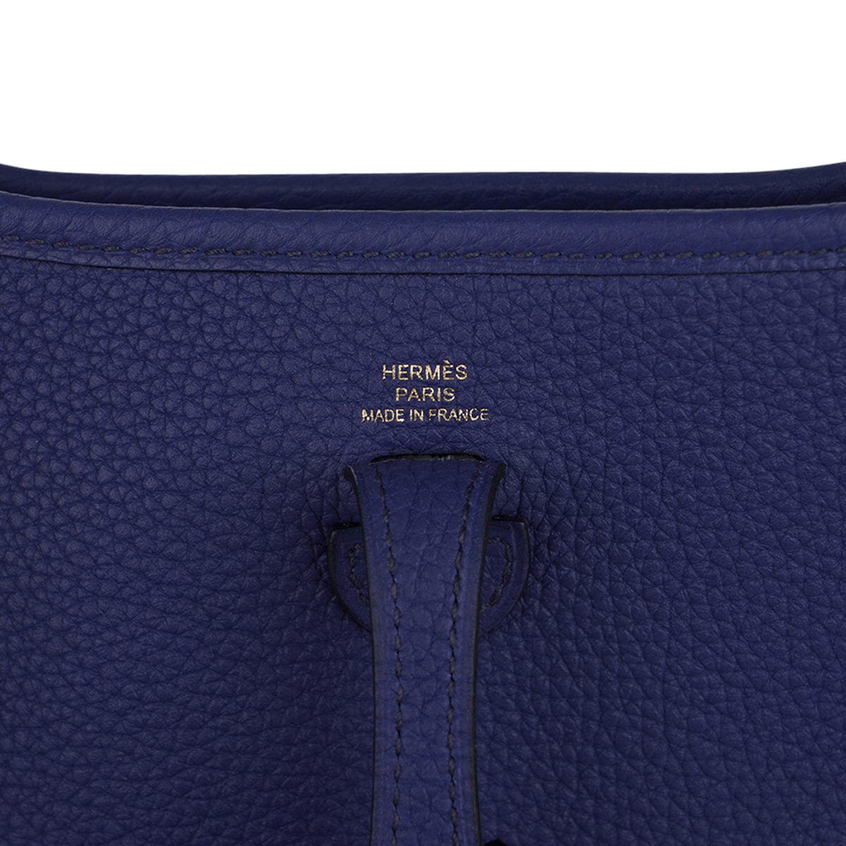 TPM Evelyne Mini Bag Blue Sapphire Blue Indigo Strap Clemence Leather with Gold Hardware