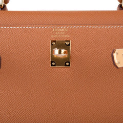 Kelly 25 Sellier Bag Gold Epsom Leather with Gold Hardware
