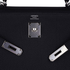 Kelly 35 Bag Black Retourne Togo Palladium Hardware New