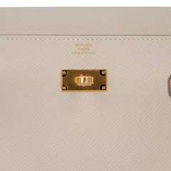 Kelly Classique To Go Wallet Craie Epsom Gold Hardware New w/Box