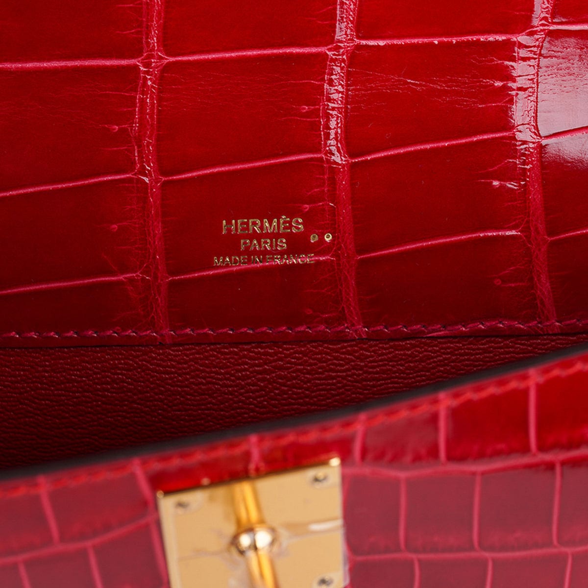 Kelly Cut Bag Braise Niloticus Crocodile with Gold Hardware