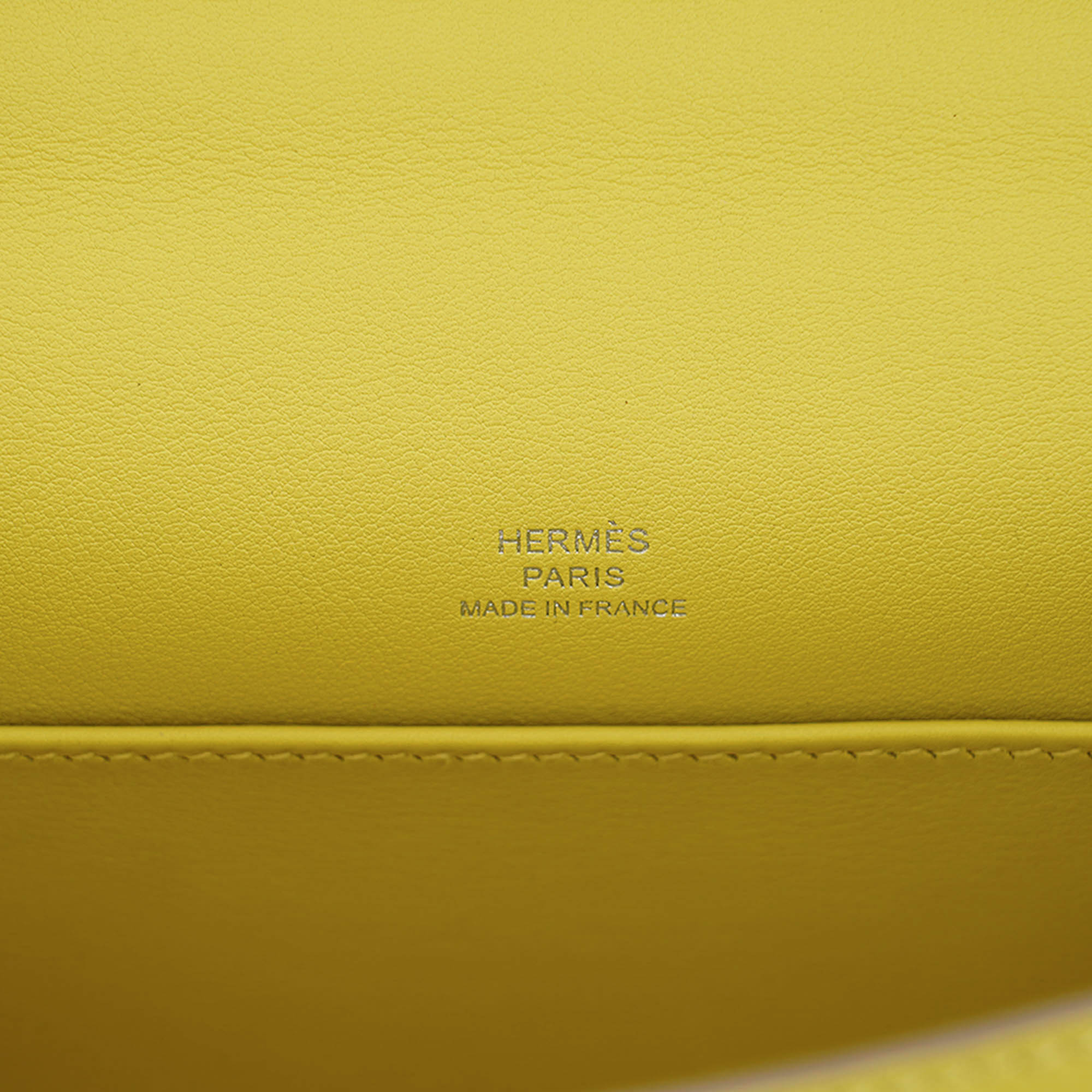 Kelly Pochette Clutch Bag Jaune De Naples Swift Leather with Palladium Hardware