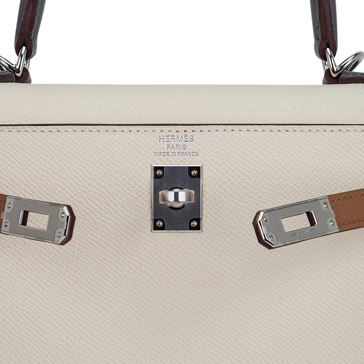 Kelly Sellier 25 Bag Nata Chai & Gris Meyer Epsom Leather with Palladium Hardware