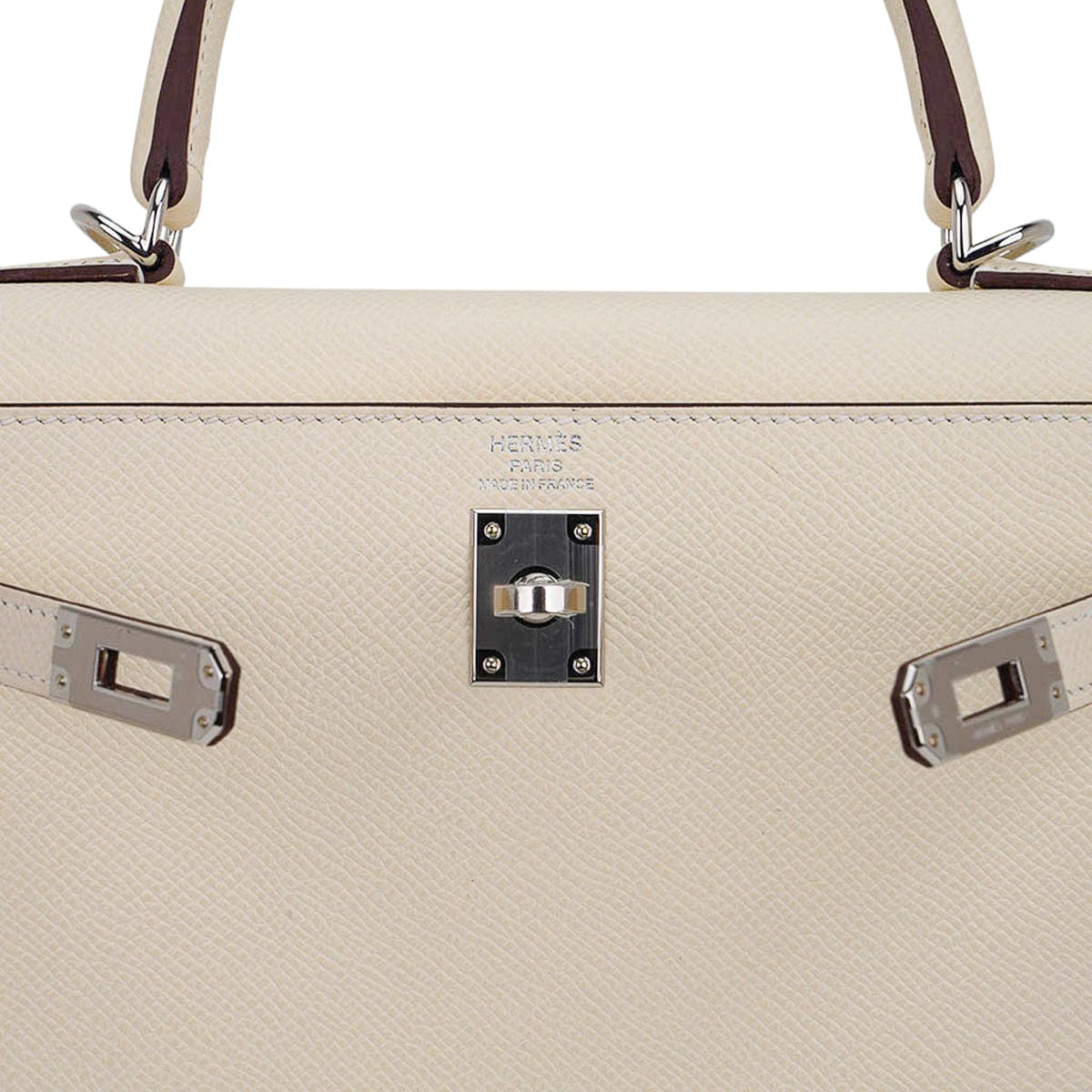 Kelly 25 Sellier Bag Nata Epsom Leather with Palladium Hardware