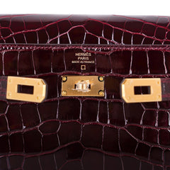 Kelly Classique To Go Wallet Bordeaux Alligator Gold Hardware New w/Box