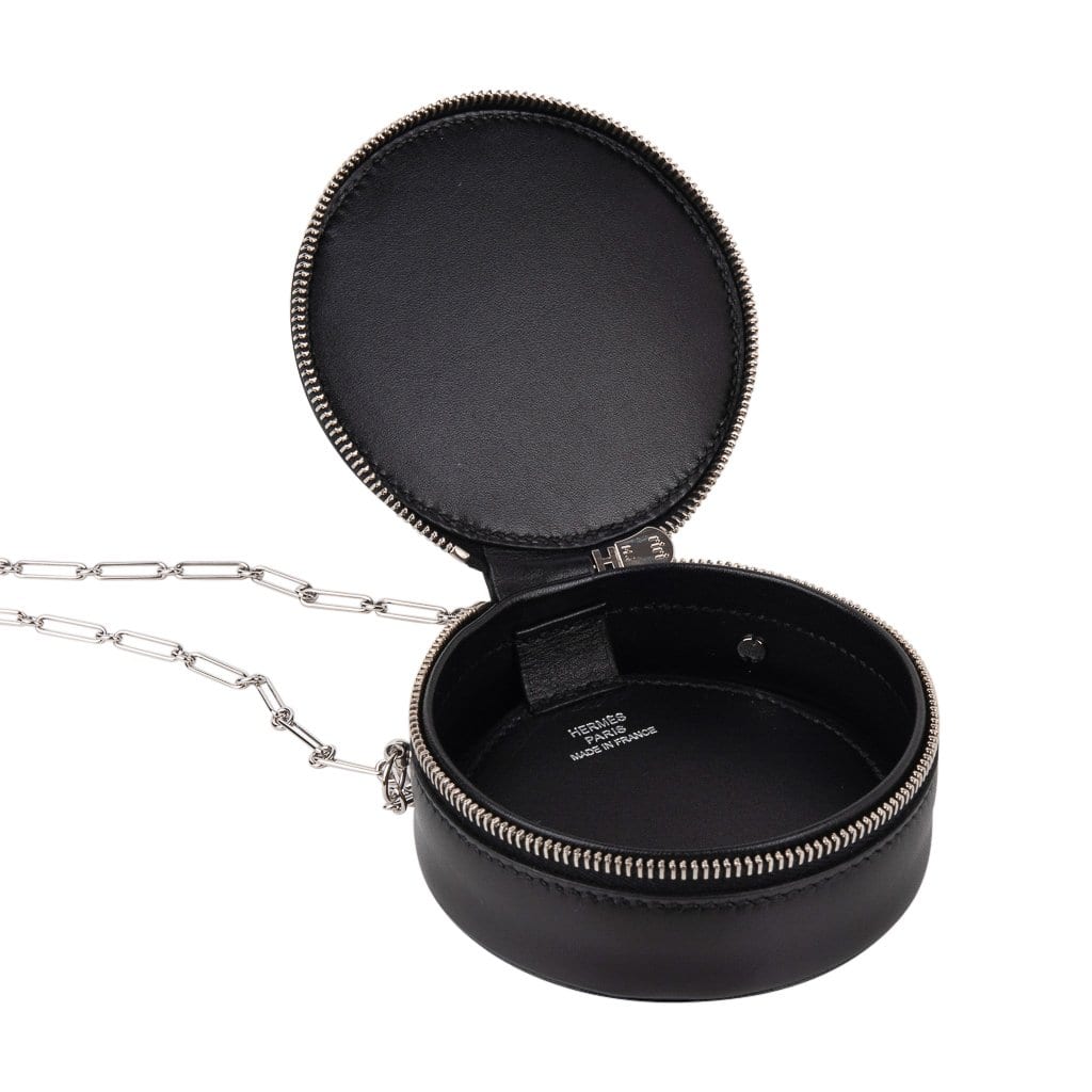 Limited Edition Micro Rond Veau Noir Villandry Bag Paper Clip Chain