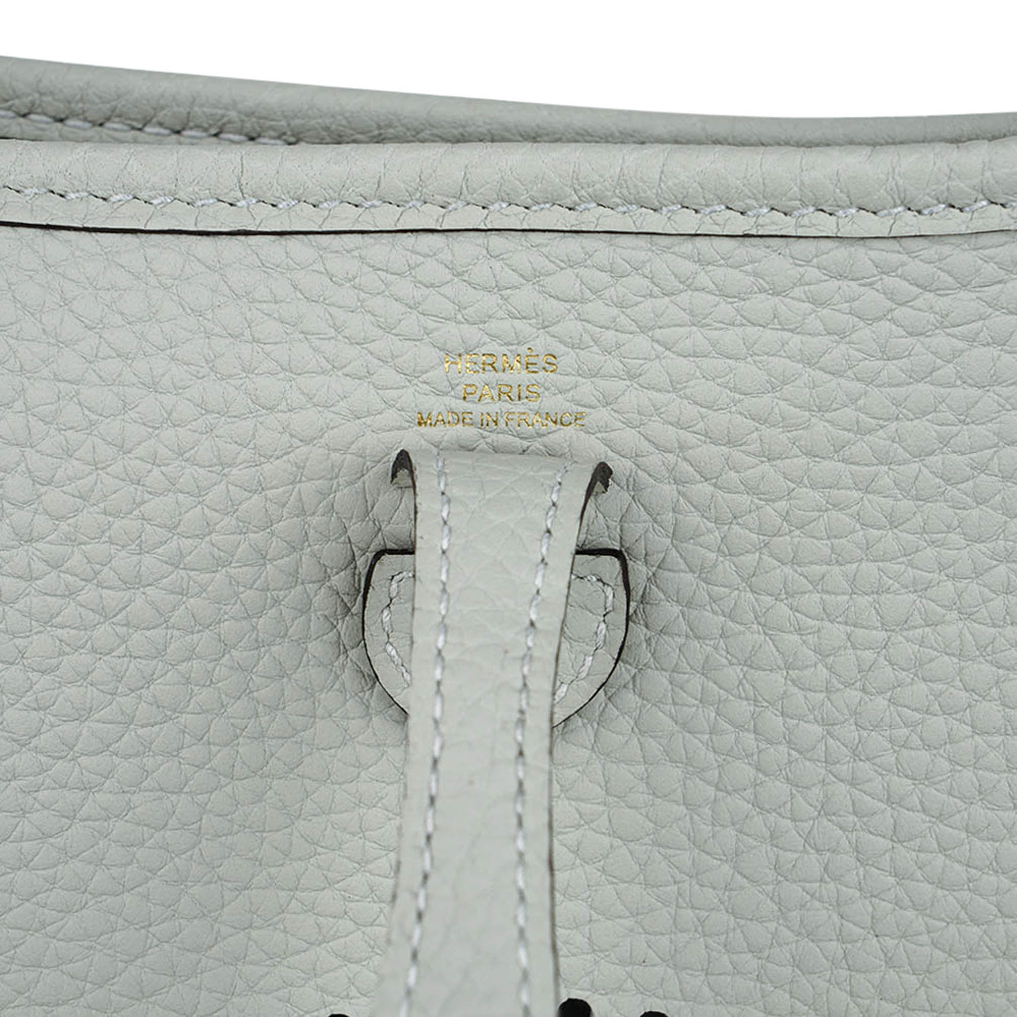 Mini Evelyne TPM Bag Gris Neve Clemence Leather with Gold Hardware