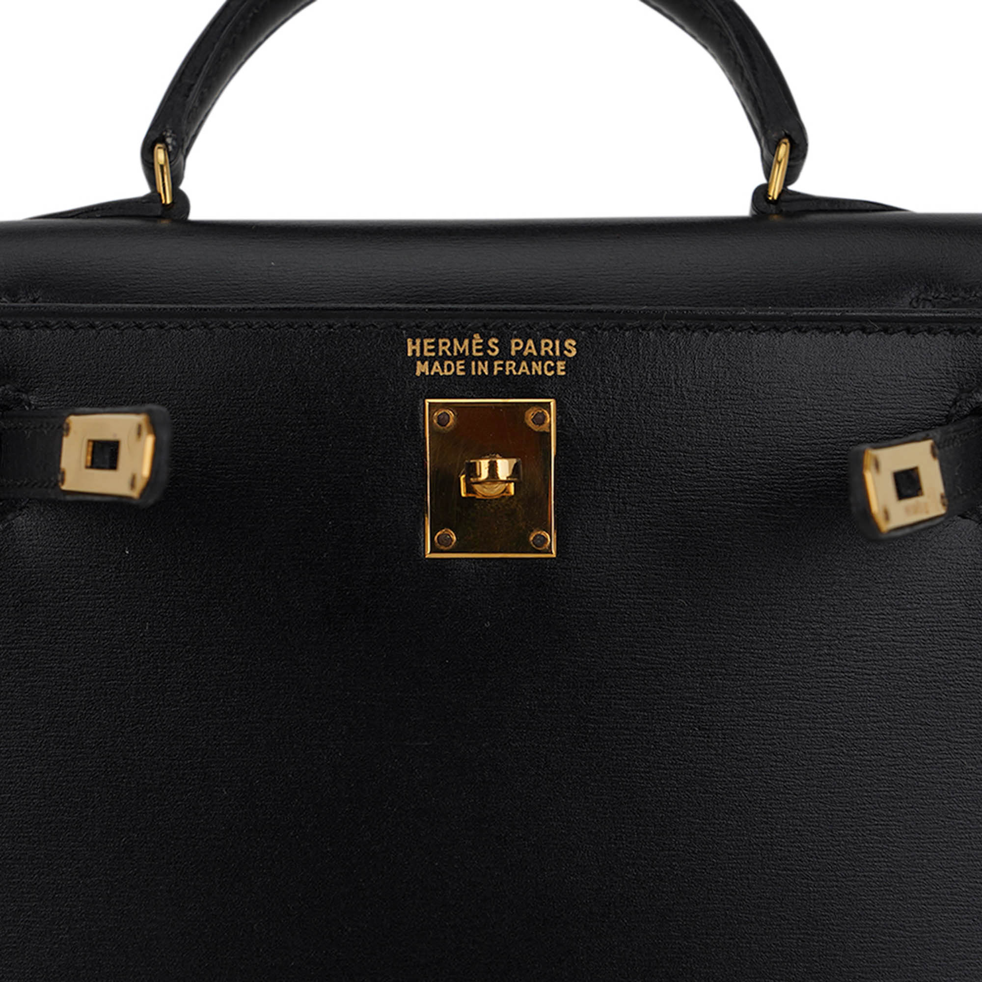 Vintage Kelly 15 Micro Sellier Bag Black Box Leather with Gold Hardware