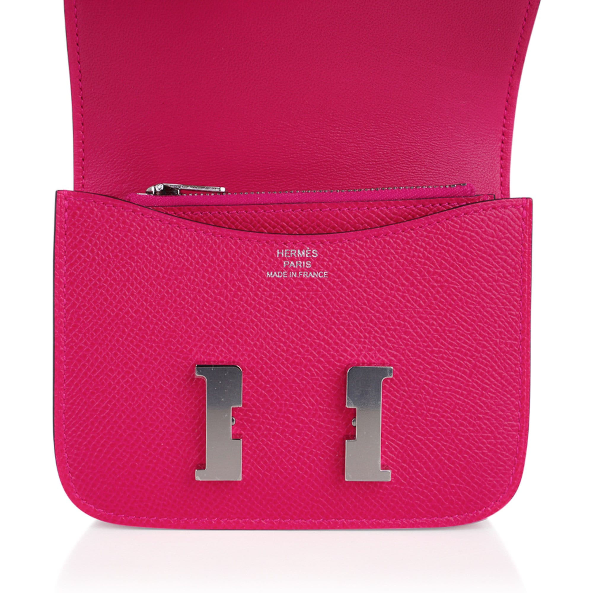 Constance Slim Wallet Waist Belt Bag Rose Mexico Epsom Palladium New/Box