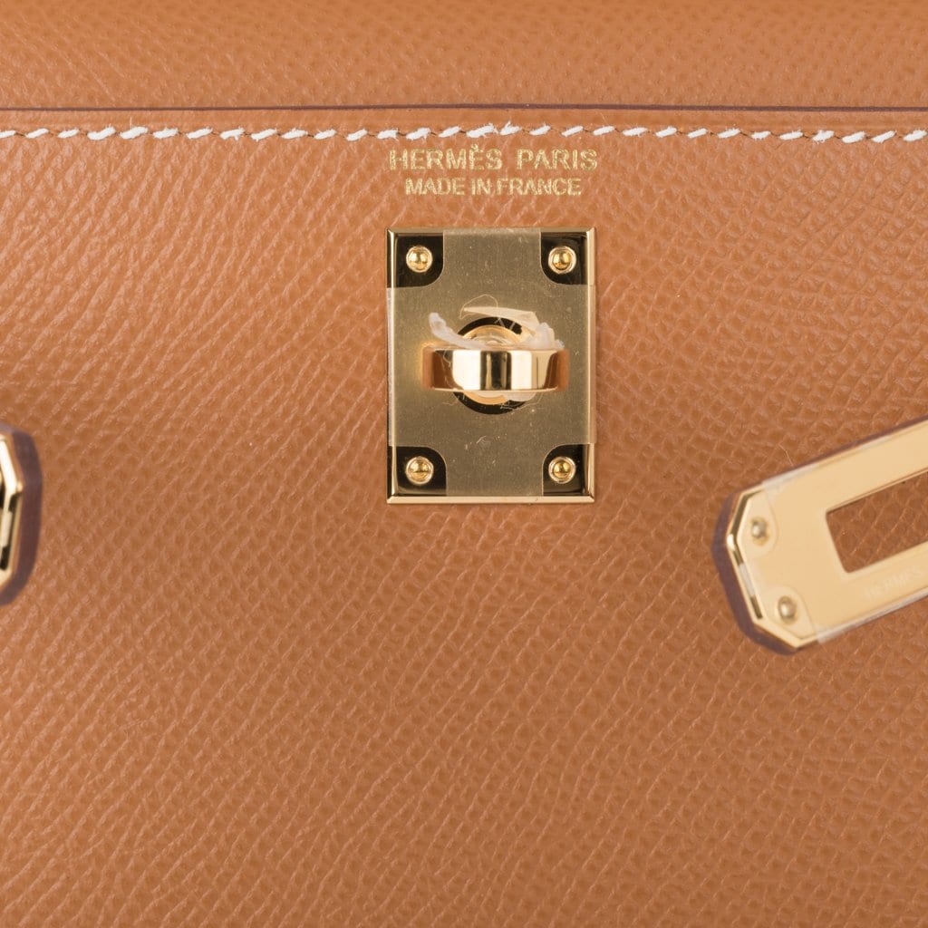 Mini Kelly 20 Bag Sellier Gold Epsom Leather with Gold Hardware