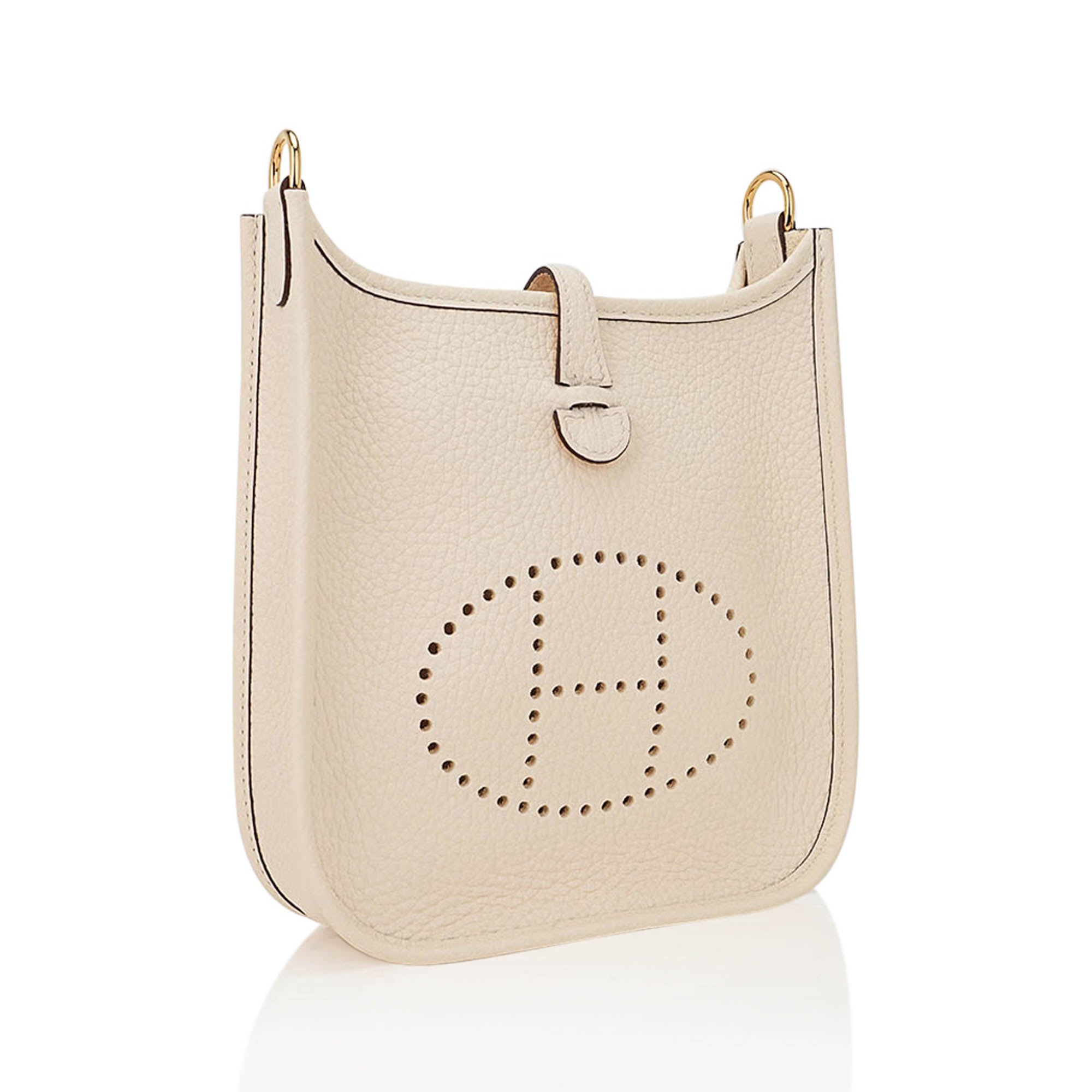 Mini Evelyne TPM Bag Nata Clemence Leather with Gold Hardware