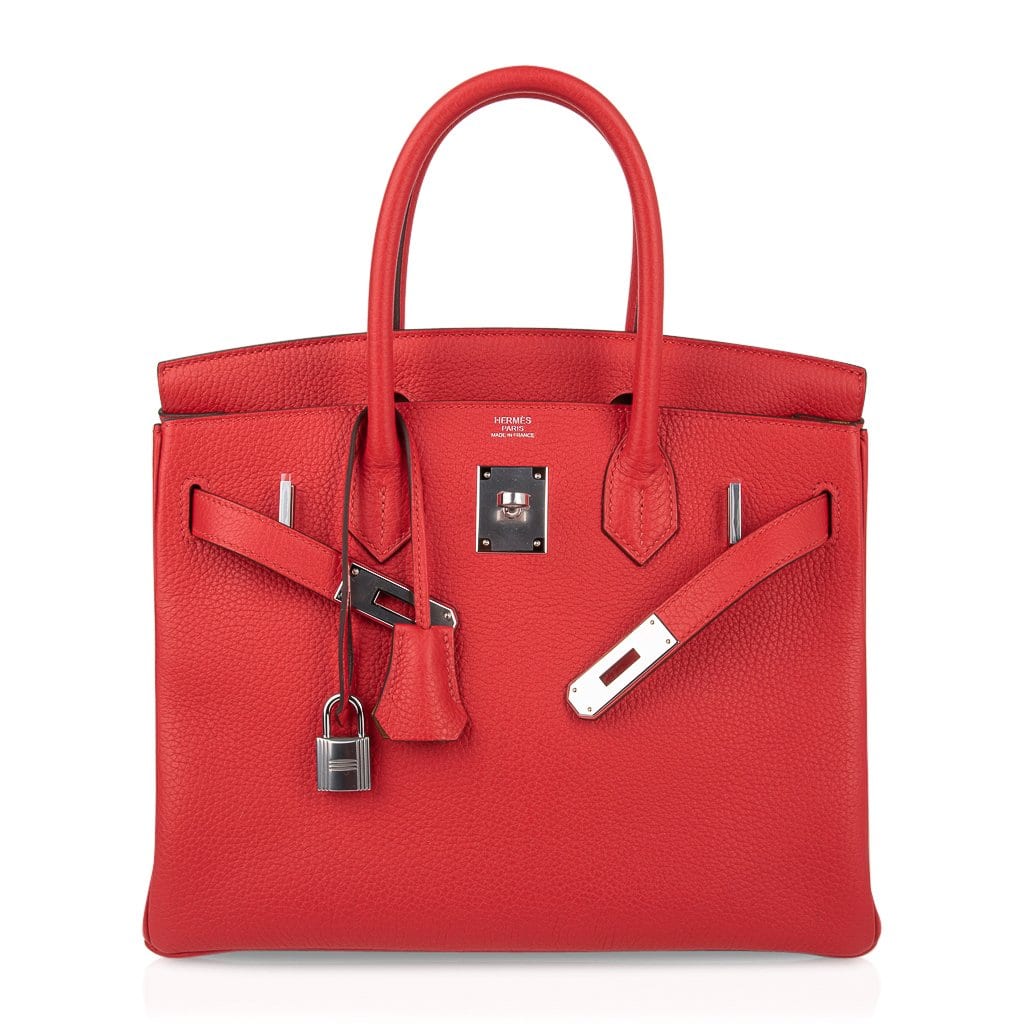 Verso Birkin 30 Bag Rouge Tomate & Natural Sable Togo Leather with Palladium Hardwre