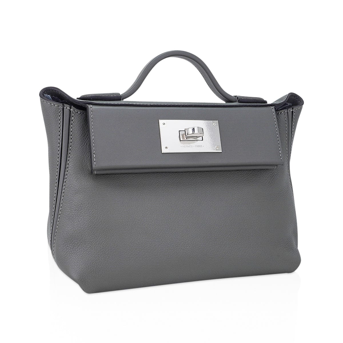 Mini 24/24 21 Bag Gris Meyer Evercolor & Swift Leather with Palladium Hardware