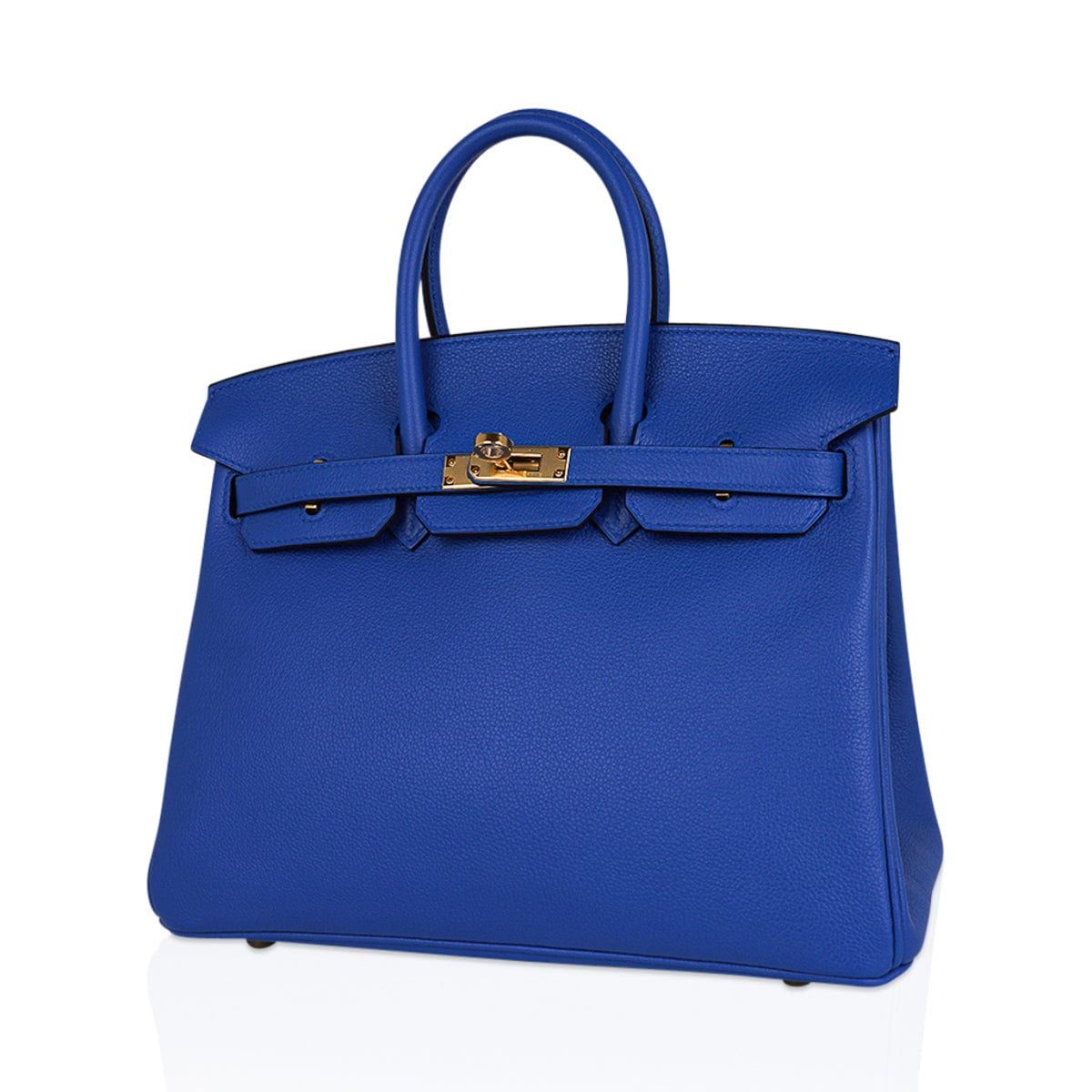 Birkin 25 Bag Blue Zellige Novillo Leather with Gold Hardware