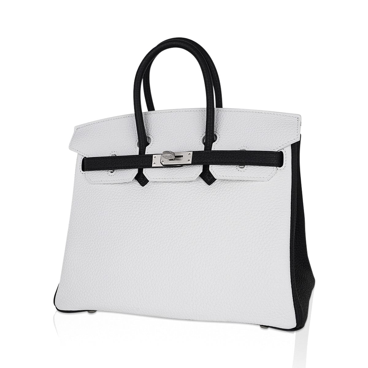 Birkin HSS 25 Bag White w/ Black Brushed Palladium Hardware