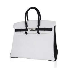 Birkin HSS 25 Bag White w/ Black Brushed Palladium Hardware