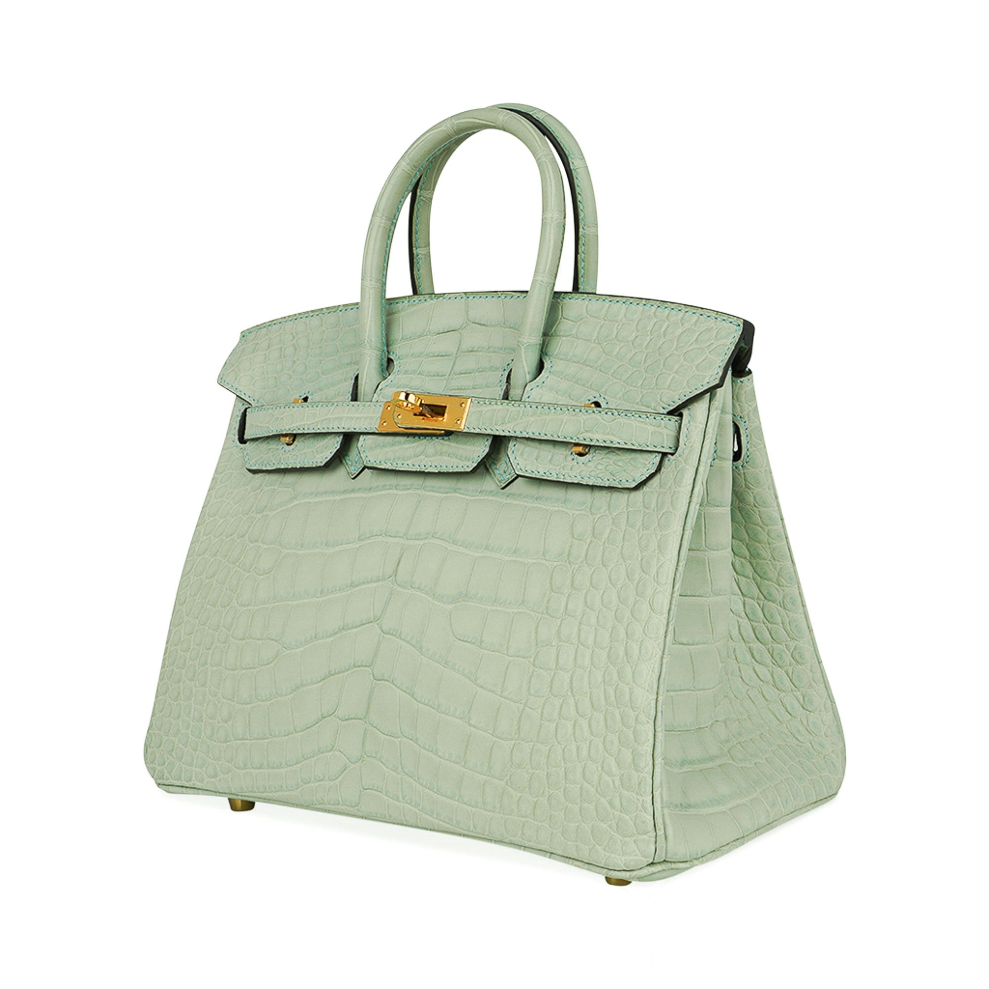 Birkin 25 Bag Vert D’Eau Matte Alligator Gold Hardware Limited Edition
