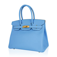 Birkin 30 Bag Blue Celeste Epsom Leather with Gold Hardware