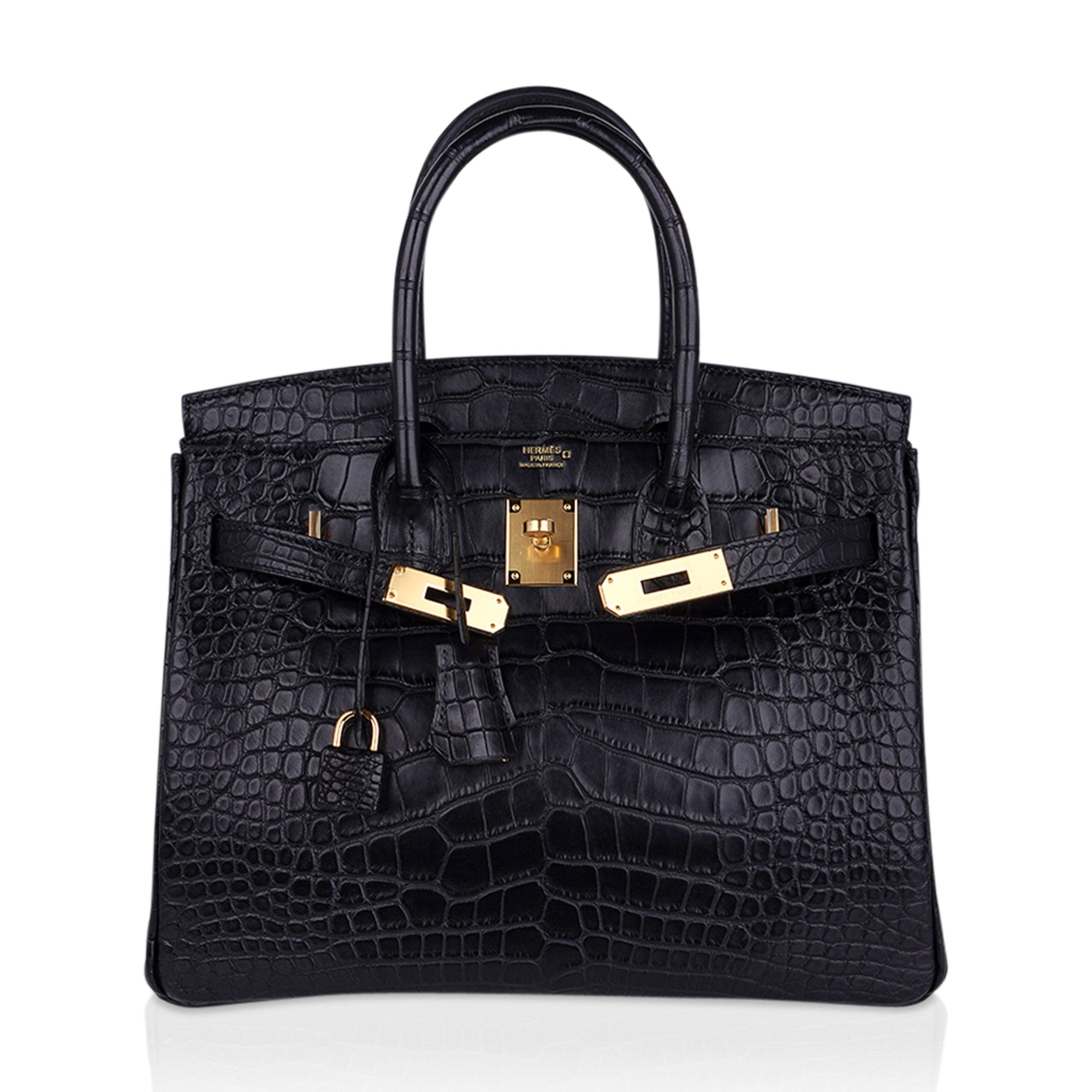 Birkin 30 Matte Alligator Black Bag Gold Hardware
