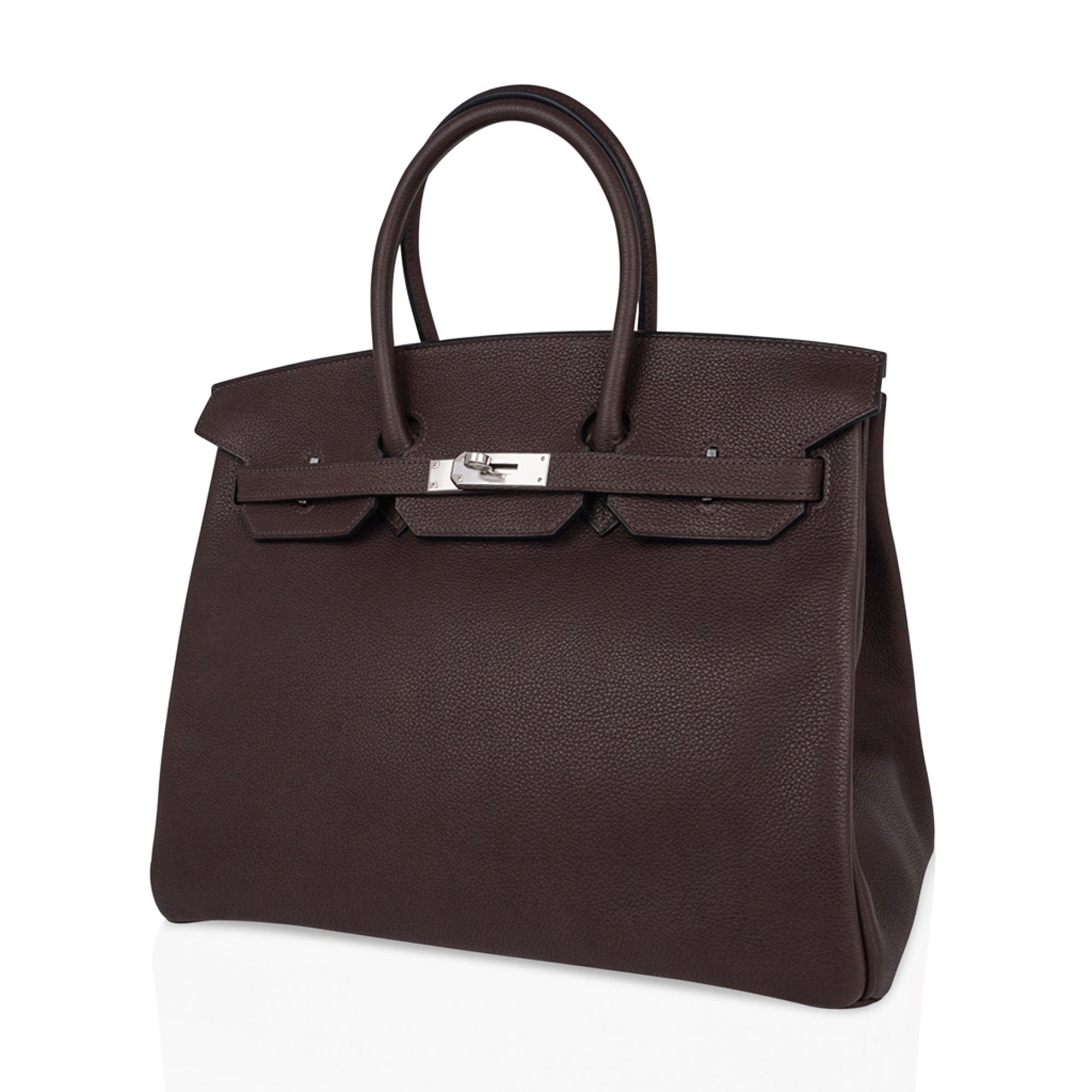 Birkin 35 Bag Ebene Barenia Faubourg Leather with Palladium Hardware