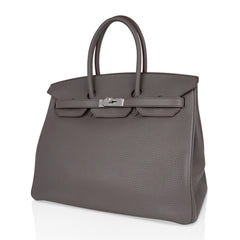 Birkin 35 Bag Etain Clemence Leather with Palladium Hardware