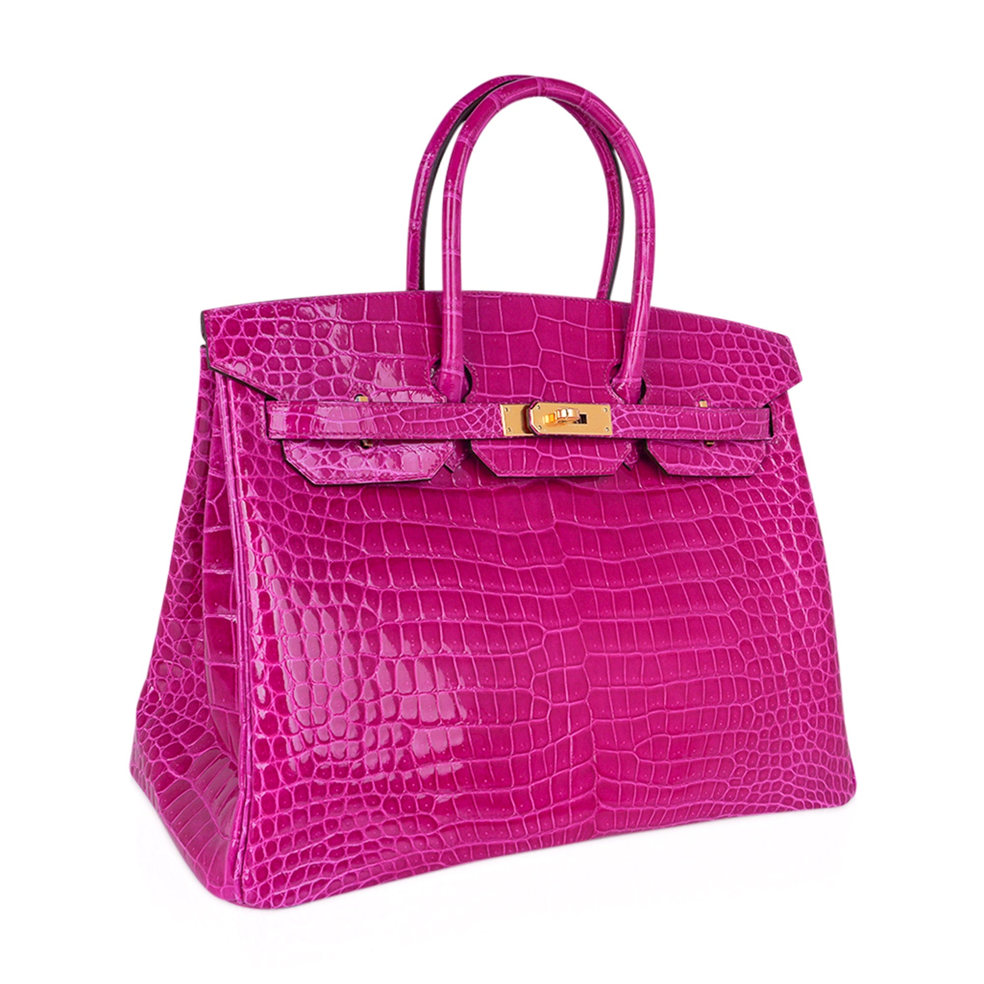 Birkin 35 Rose Scheherazade Porosus Crocodile Bag Gold Hardware