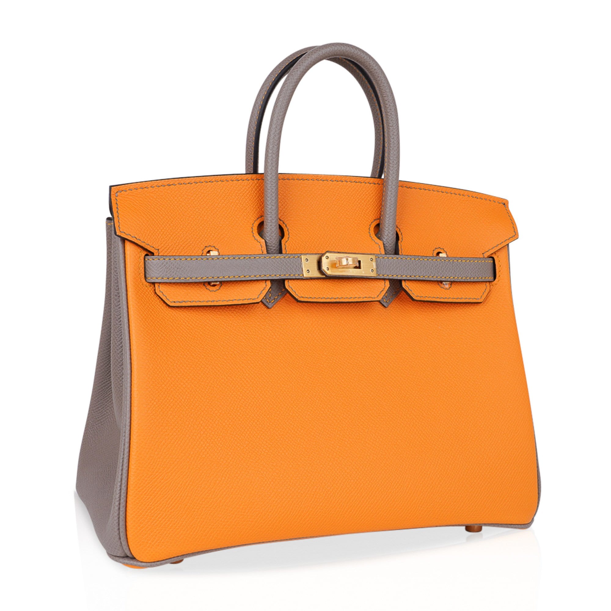Birkin HSS 25 Bag Jaune Ambre / Gris Asphalte Gold Hardware