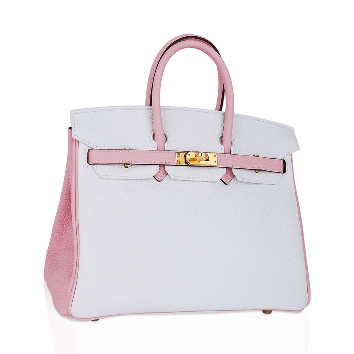 Special Order HSS Birkin 25 Bag Rose Sakura & White Clemence Leather Gold Hardware