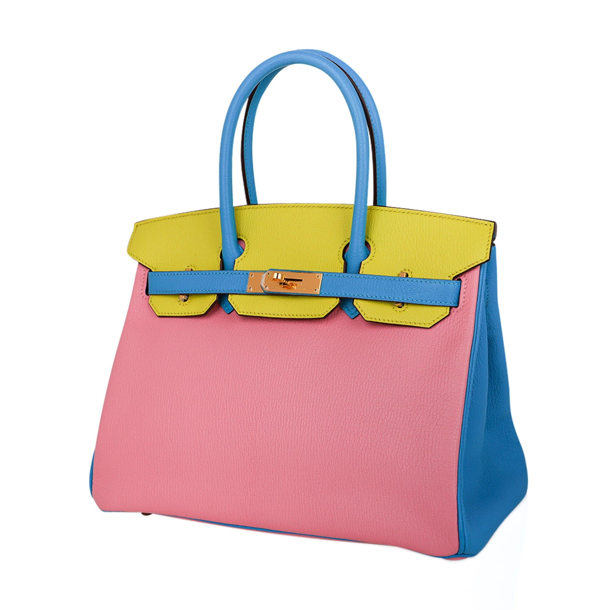Birkin HSS 30 Bag Tri-Color Rose Confetti Bue Aztec Soufre Chevre