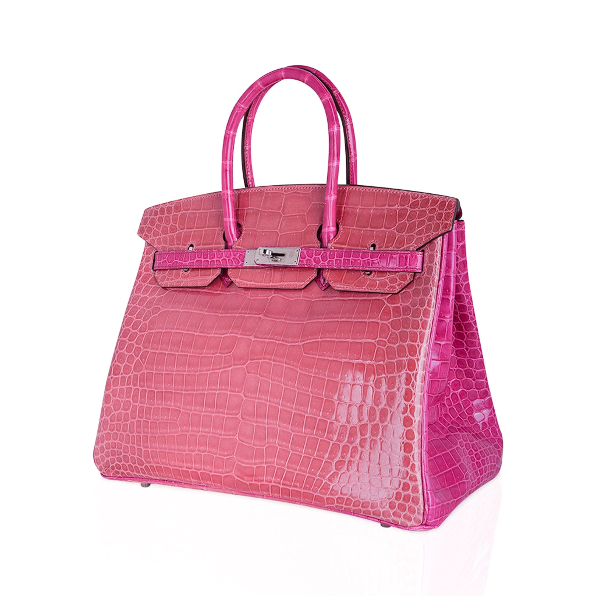 Special Order HSS Birkin 35 Bag Rose Indienne and Fuchsia Porosus Crocodile with Palladium Hardware