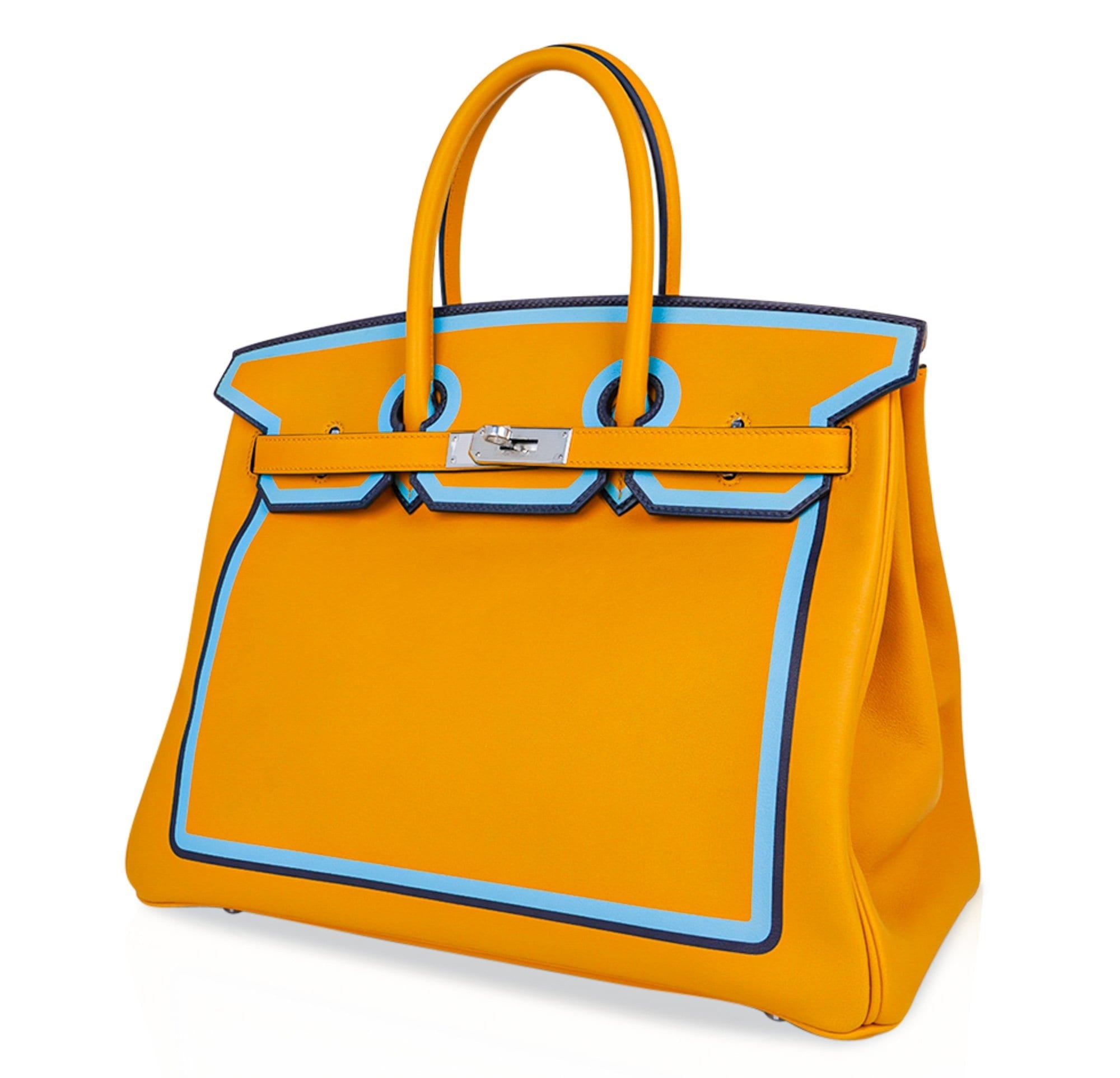 Birkin 35 Bag Jaune Ambre Blue Indigo Blue Celeste Limited Edition New