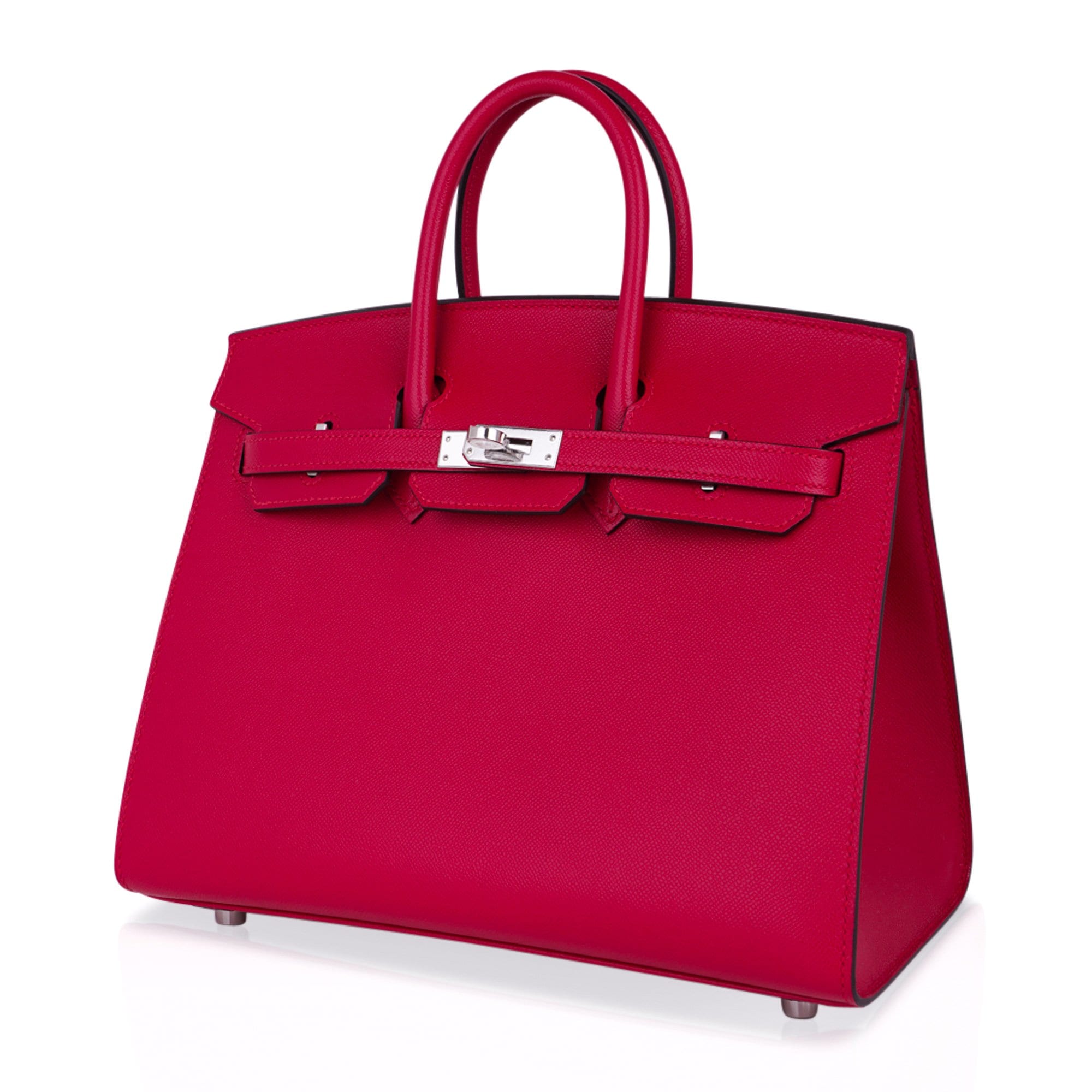 Birkin 25 Sellier Bag Framboise Veau Madame Leather with Palladium Hardware