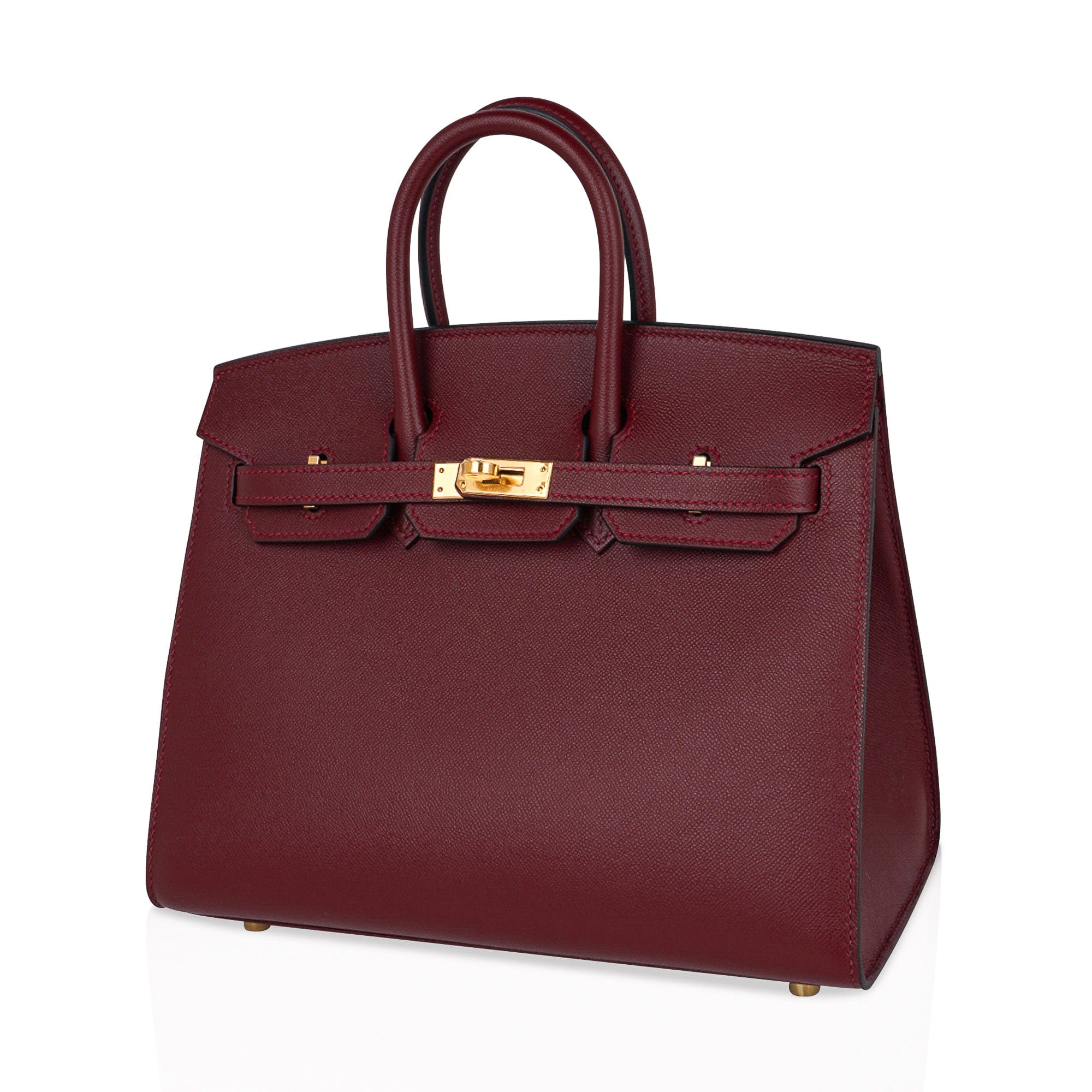 Birkin 25 Bag Sellier Rouge H Gold Hardware Veau Madame Leather