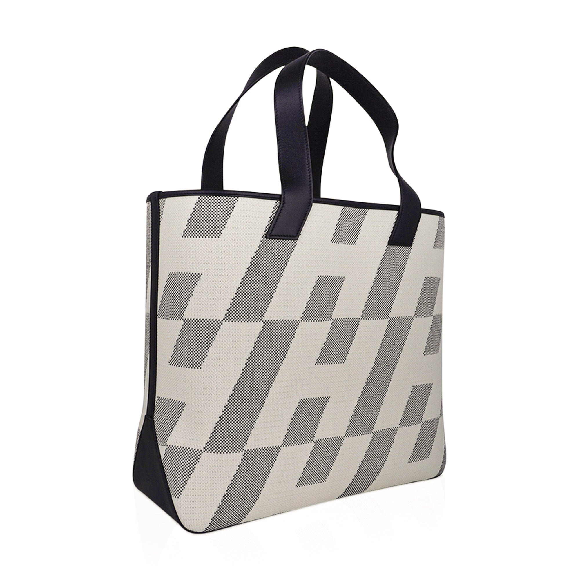 Cabas H En Biais Black / Ecru Canvas / Swift 40 Tote Bag