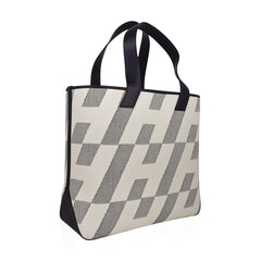 Cabas H En Biais Black / Ecru Canvas / Swift 40 Tote Bag