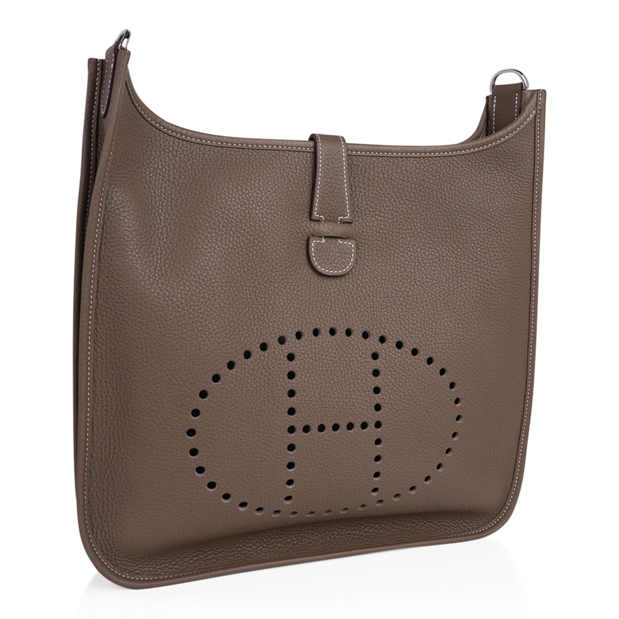 Evelyne GM Bag Etoupe Clemence Leather with Palladium Hardware
